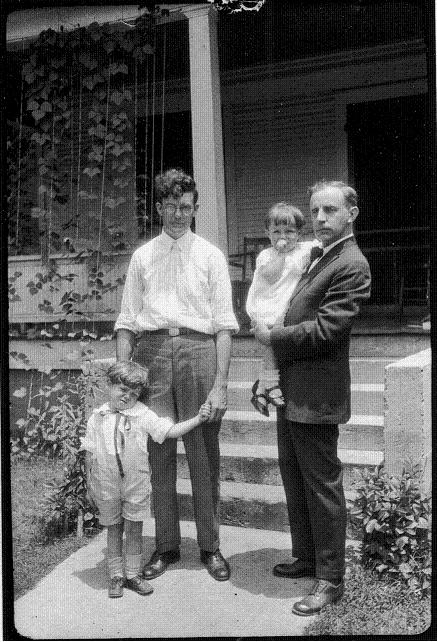Rev. Howard Gale Byrd (left) and Rev. Charles Francis Potter (right), with Byrd's children John and Lillian