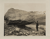 Walcott near boulder - Click to view larger image[2004-25856; RU 7004, Box 44 Folder 10]