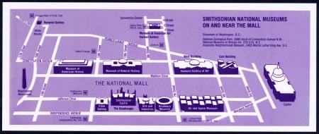 Map of the National Mall - "Where is the Smithsonian?" flyer, March 1985, Accession 14-034 - Office of Visitor Services, Publications, 1959, 1973-2013, Smithsonian Institution Archives, Neg. no. SIA2014-00103b.