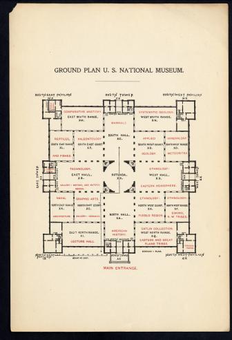 United States National Museum (Arts and Industries Building) floor plan, Information Files, Smithsonian Institution Archives.