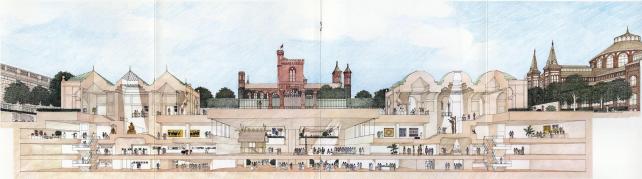 Interior cutaway of Quadrangle complex, c. 1979.