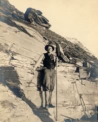 Charles Walcott at Fossil Quarry, Burgess Pass, 1911 or 1912. - Click for larger image [84-16281; RU 7004, Box 44, Folder 4]