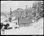 Camp at south foot of Skoki Mountain, August 21st, 1925 after snowfall