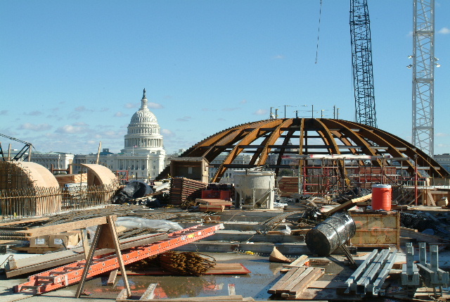 Construction in 2002 of the National Museum of the American Indian.