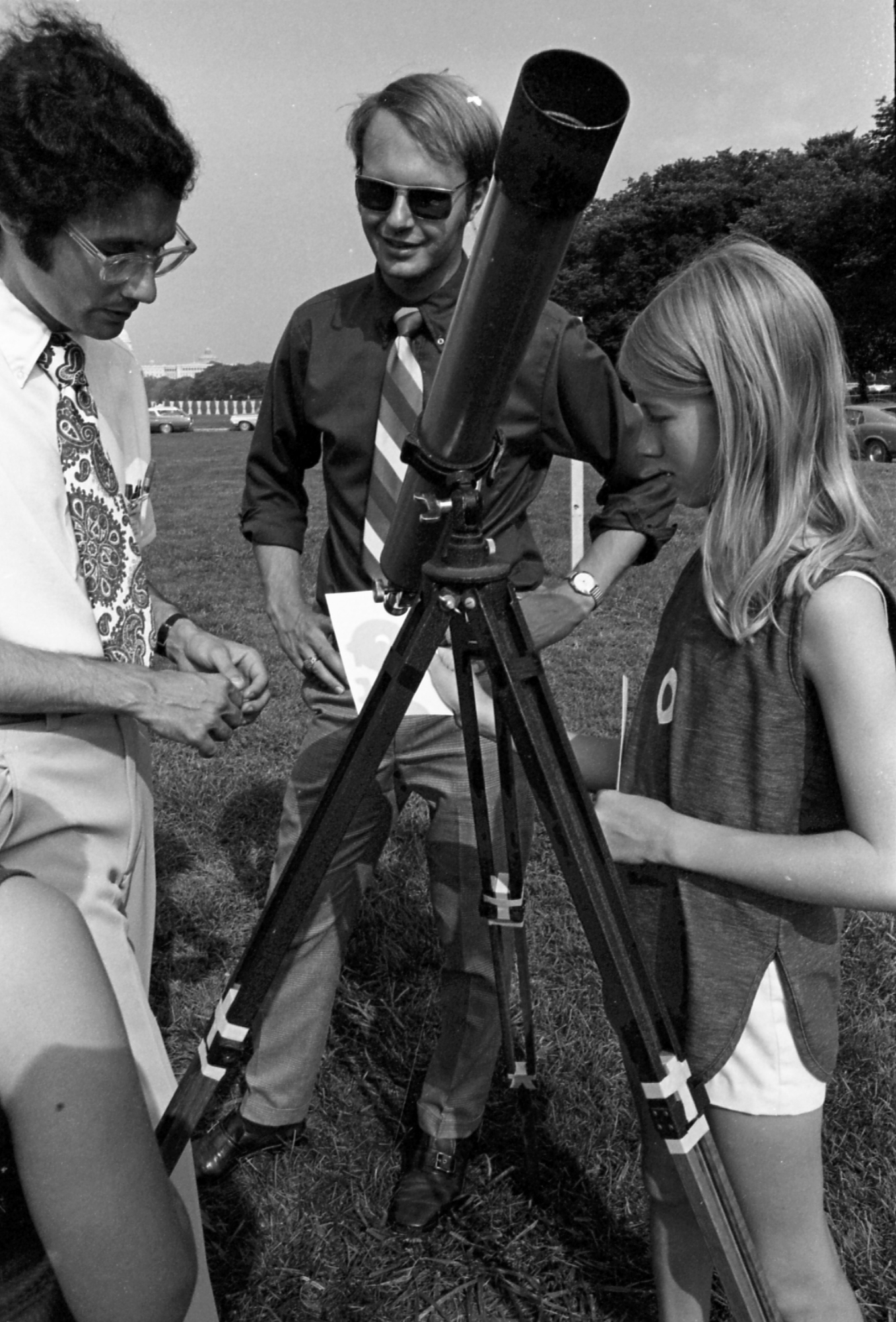 A demonstration of how to safely watch an eclipse, July 1972. 