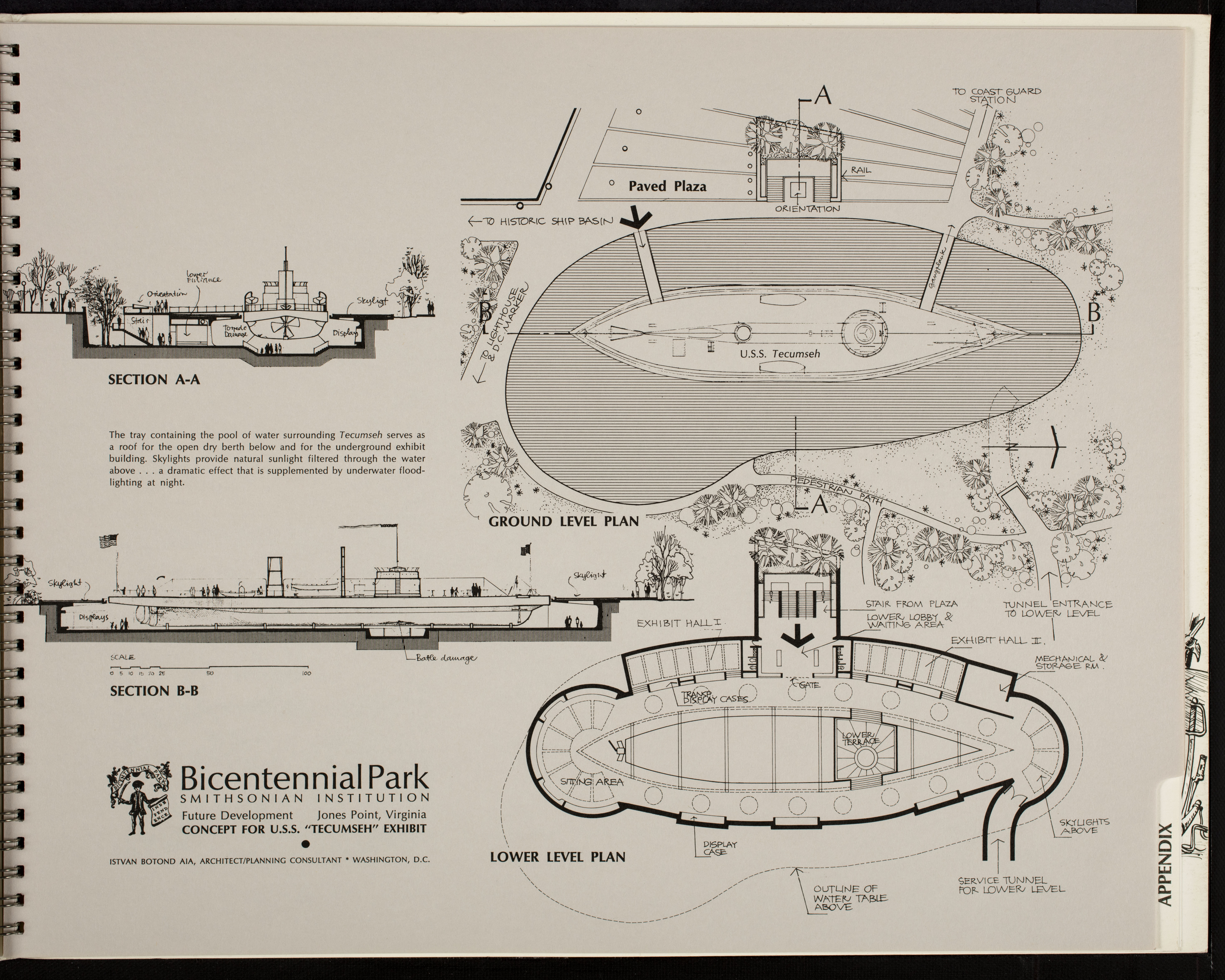 Diagram of the proposed exhibition of the USS Tecumseh. 