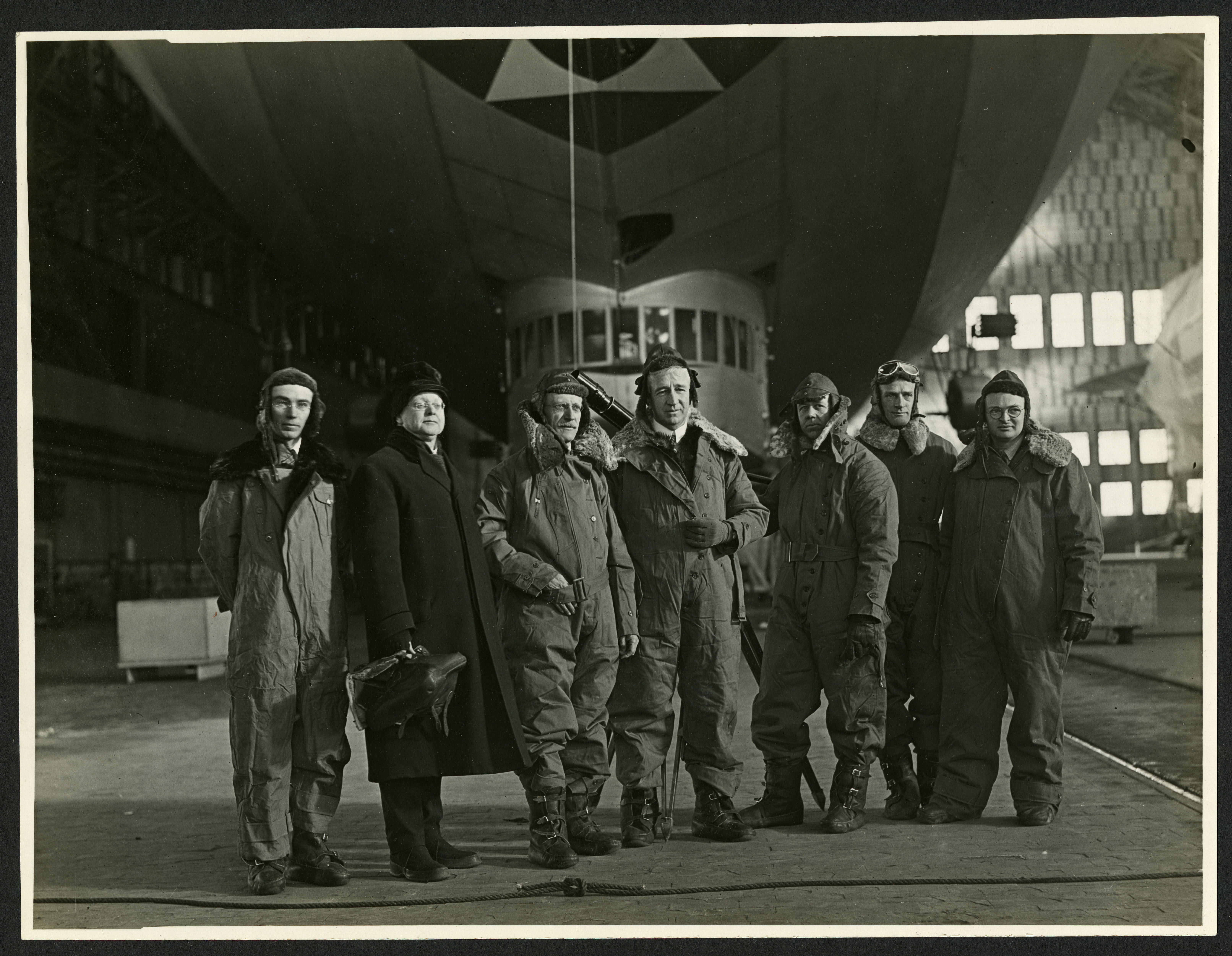 Crew and scientists for the solar eclipse expedition onboard the dirigible U.S.S. Los Angeles.