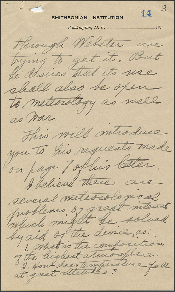 October 2, 1916 - Assistant Secretary Abbot to Secretary Walcott on ...