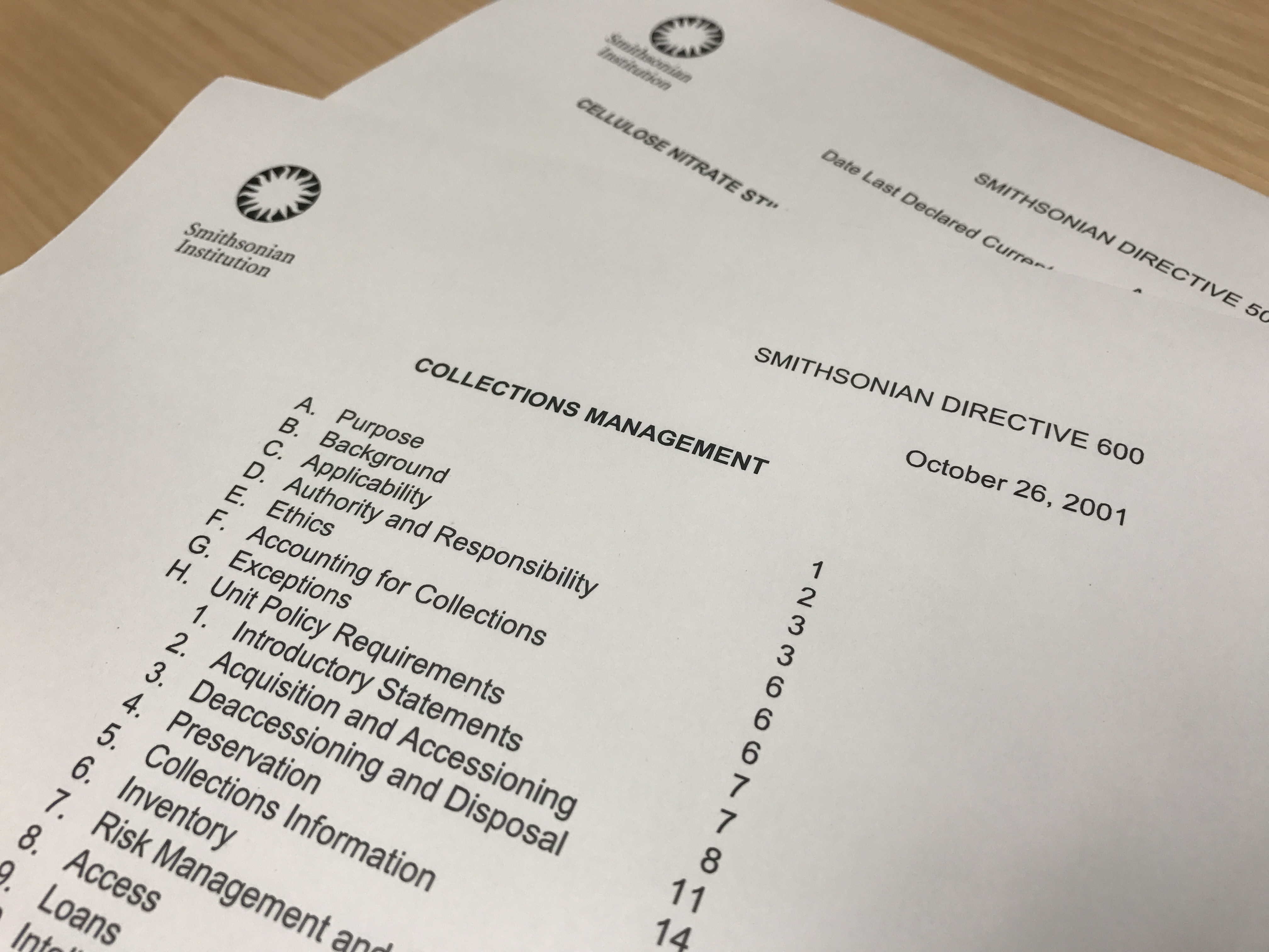 Table of contents showing subsections; Purpose, Background, Applicability, Authority & Responsibilit