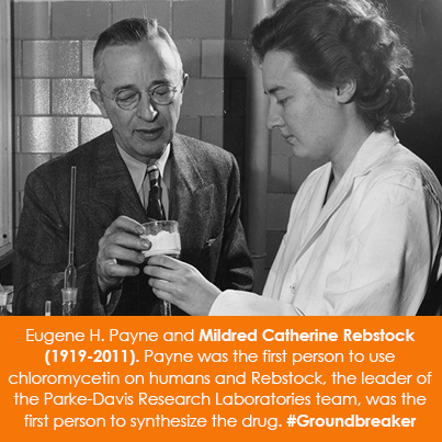 Eugene H. Payne and Mildred Catherine Rebstock (1919-2011). Payne was the first person to use chloro