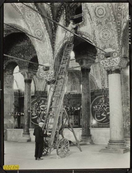 South Gallery of the Hagia Sophia, vault mosaics, Istanbul, Turkey.