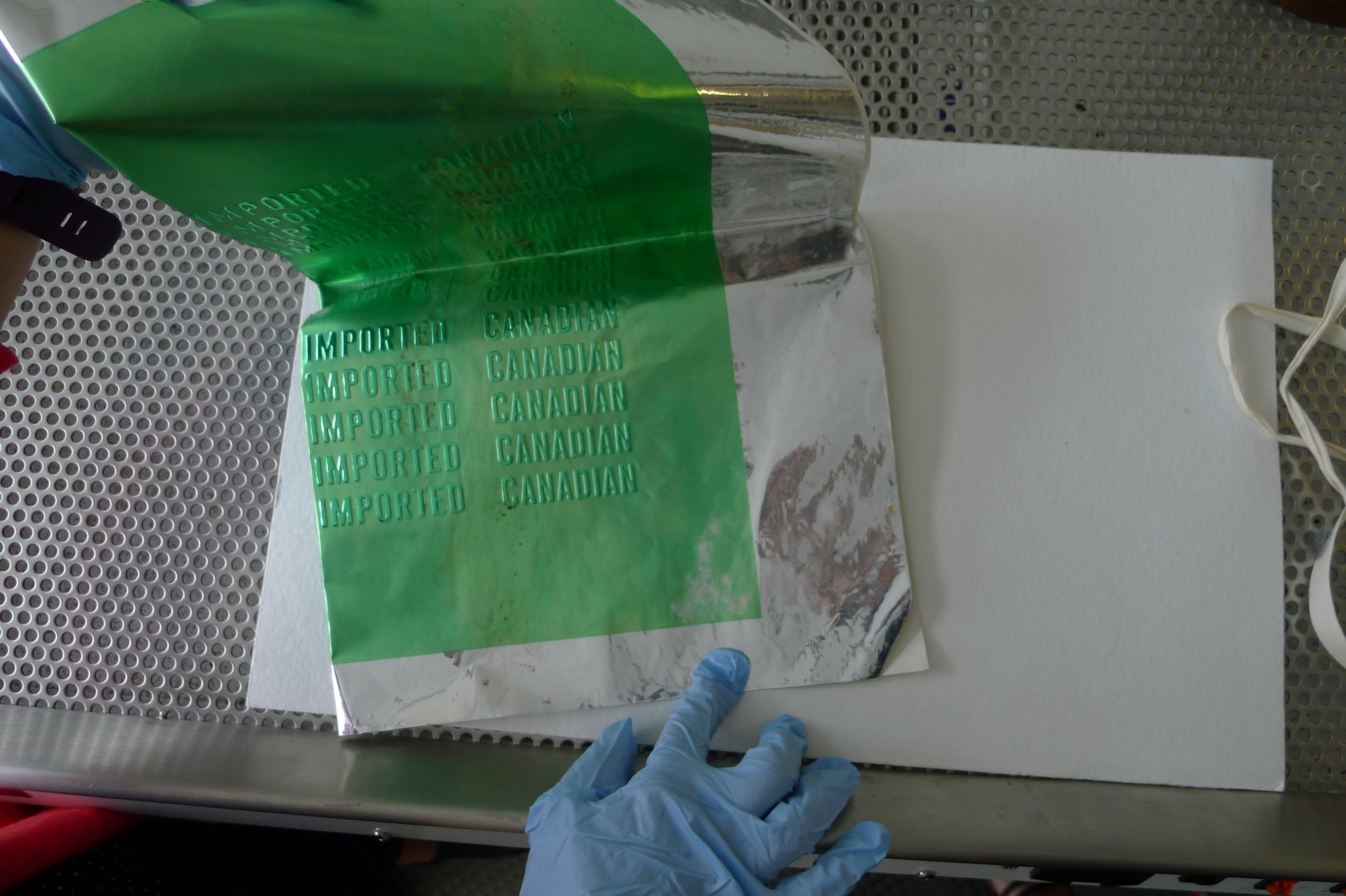 Taking a sample of mold.