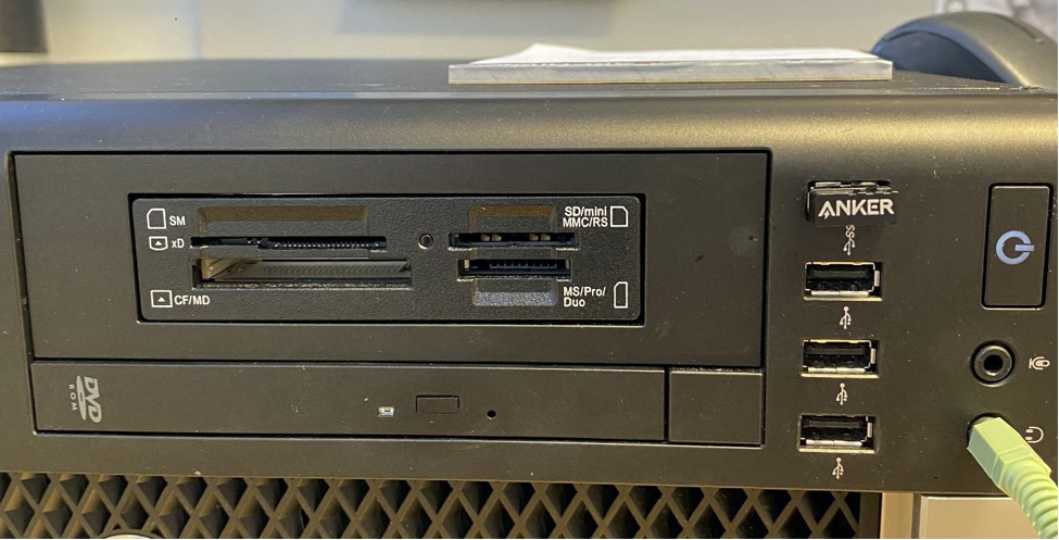 Computer hardware includes drives to read optical media and other removable media.