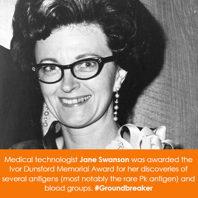 Medical technologist Jane Swanson was awarded the Ivor Dunsford Memorial Award for her discoveries o