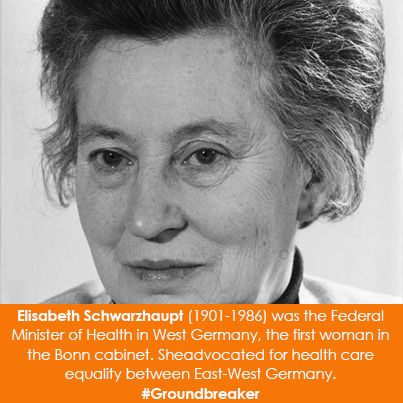 Elisabeth Schwarzhaupt (1901-1986) was the Federal Minister of Health in West Germany, 1961-1966, f