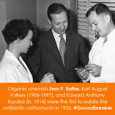 Organic chemists Fern P. Rathe and her co-scientists, Karl August Folkers (1906-