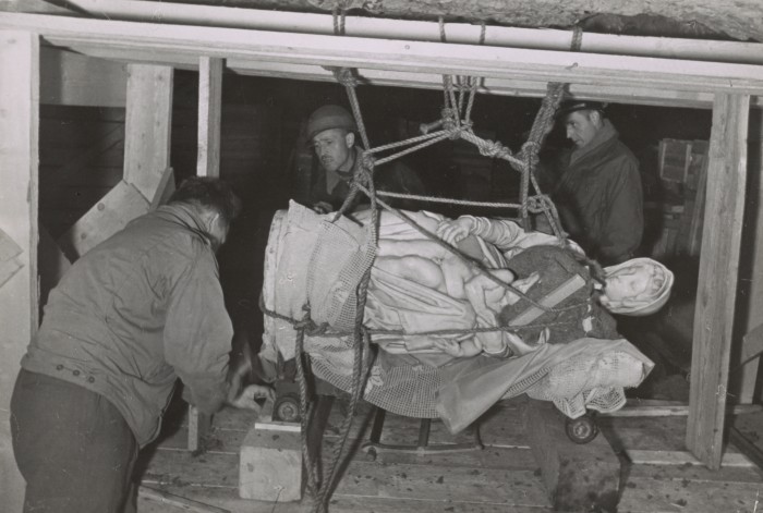 Rescuing Michelangelo’s Madonna and Child, Altaussee, 1945. Thomas Carr Howe Papers, Archives of American Art, Smithsonian Institution