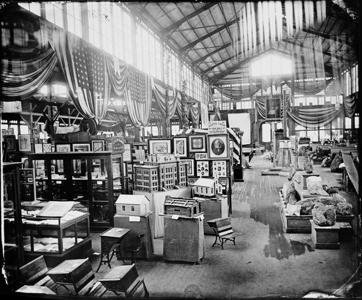 Exhibits at the 1876 Centennial Exhibition in Philadelphia, 1876.