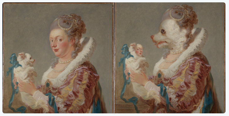 A face swap of Jean Honore Fragonard's 1769 painting. 