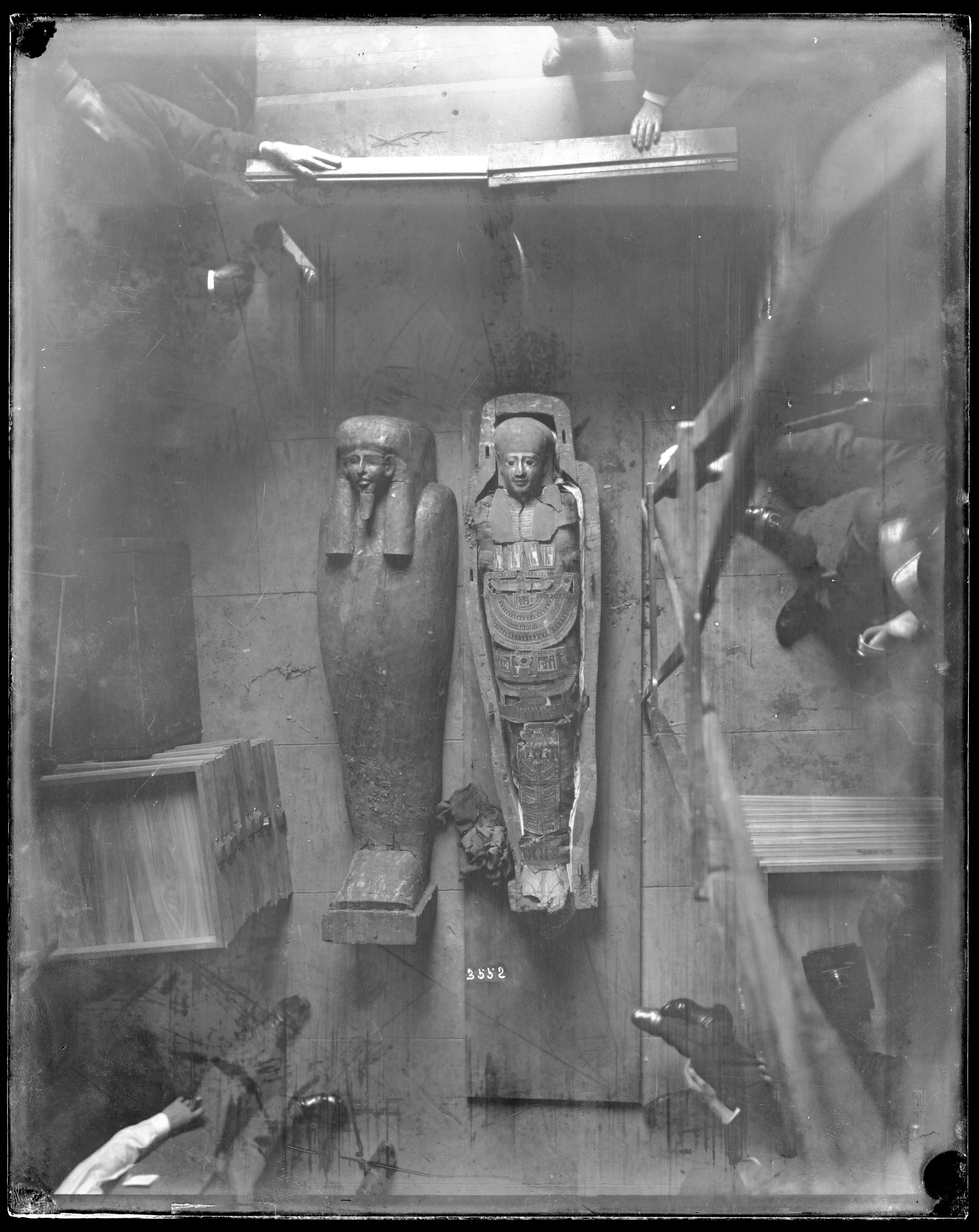 Mummy and Sarcophagus Found in Luxor, Egypt, 1886