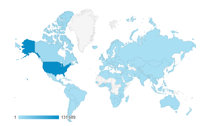 Google Analytics Map Showing Traffic to the Smithsonian Institution Archives' Bl