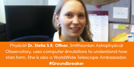 Physicist Dr. Stella S.R. Offner, Smithsonian Astrophysical Observatory, uses computer simulations t