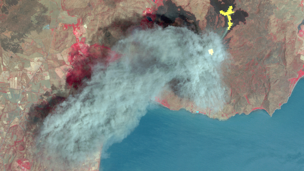 Eruption of Nicaragua's Momotombo volcano, March 2016, captured by ASTER, courtesy of NASA.
