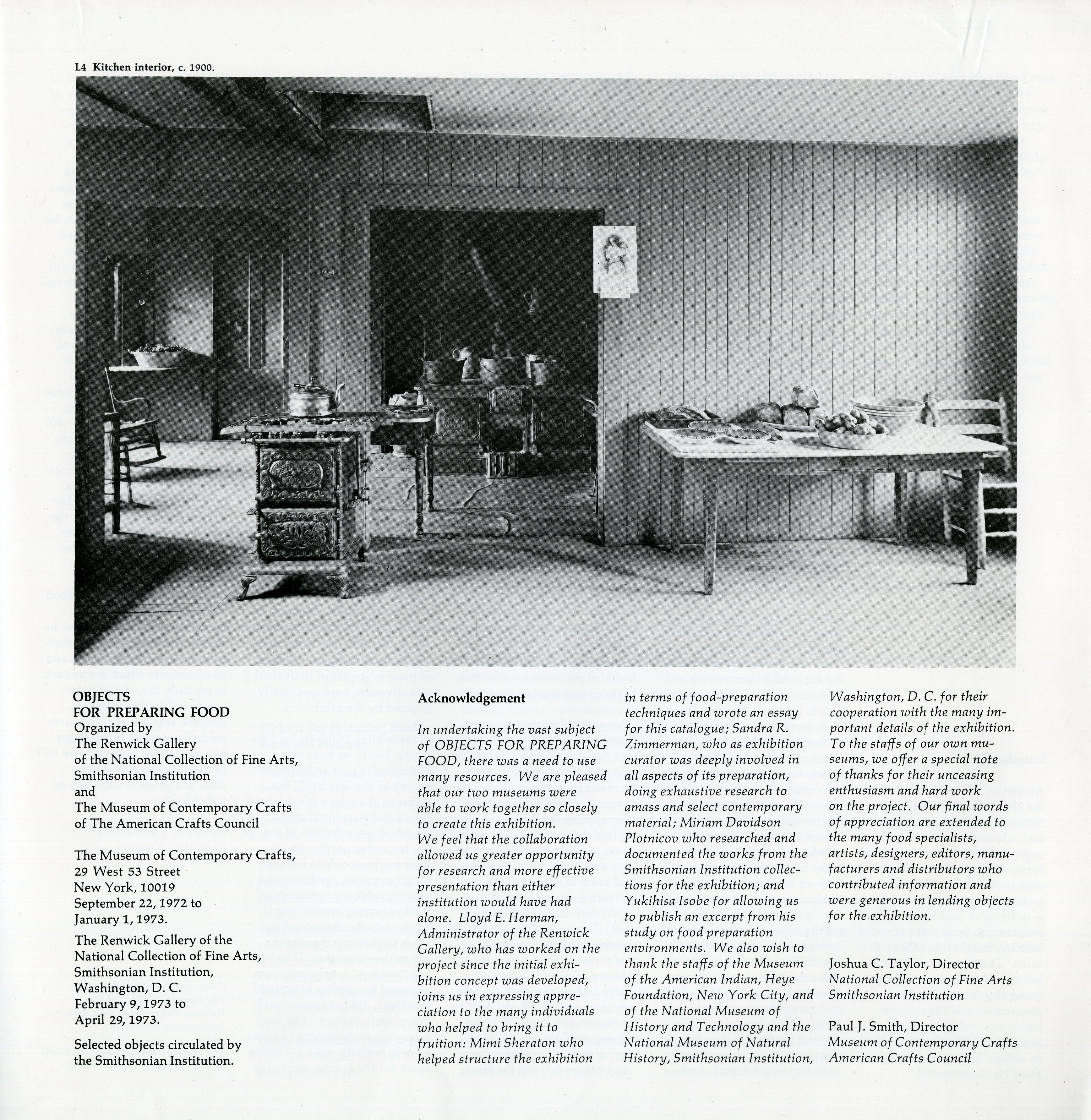 Objects for Preparing Food, exhibition catalogue, 1972.