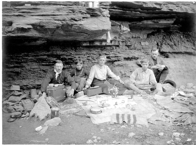 Walcott Family Enjoy a Meal in the Grand Canyon, May 1903, Image ID# SIA2010-3247.