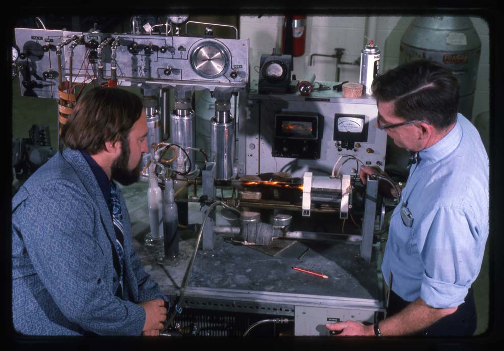 Dr. Dennis Sanford and Dr. Robert Stuckenrath, February 1975, by Kjell Sandved