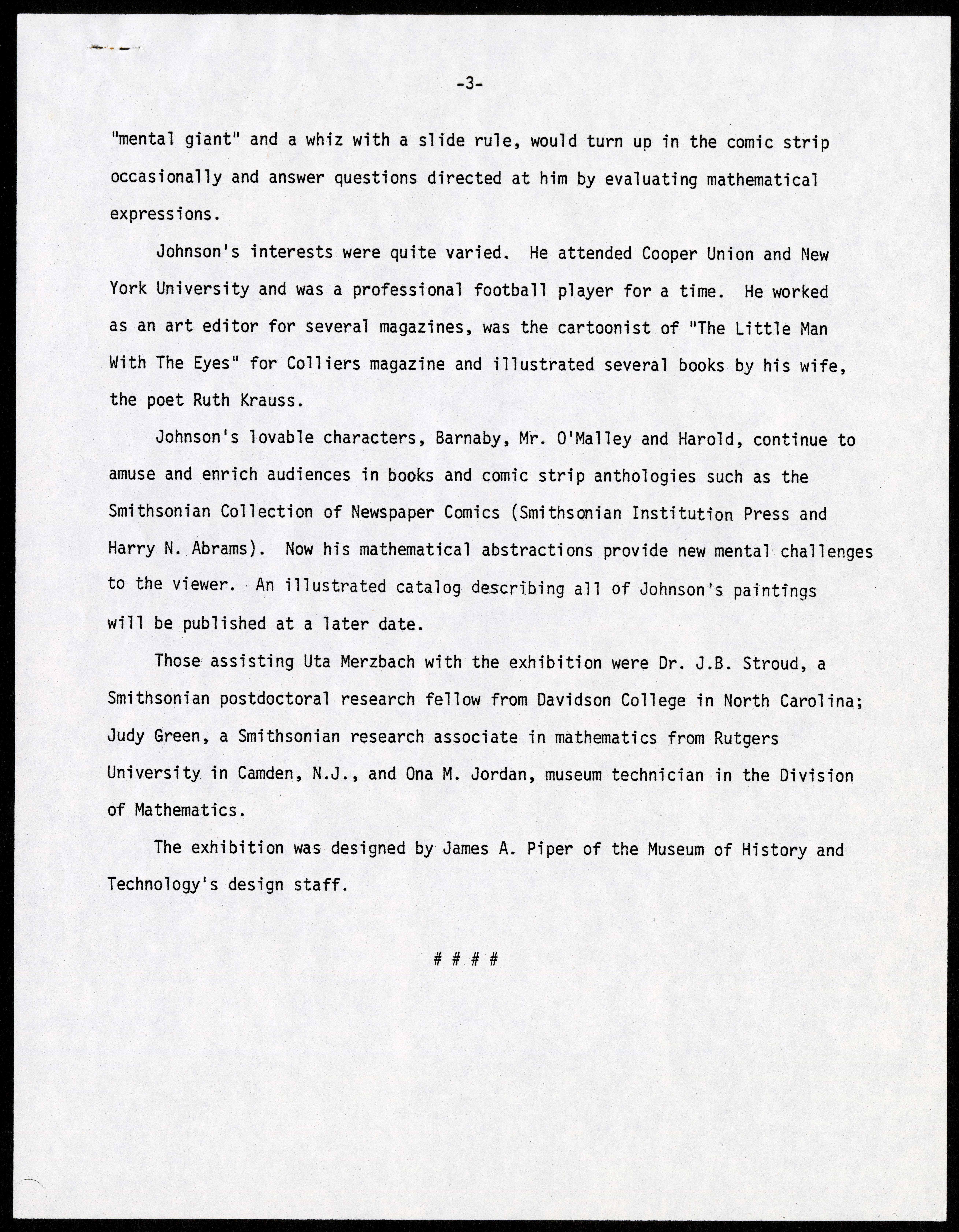 Scan of a type written document on white letter paper