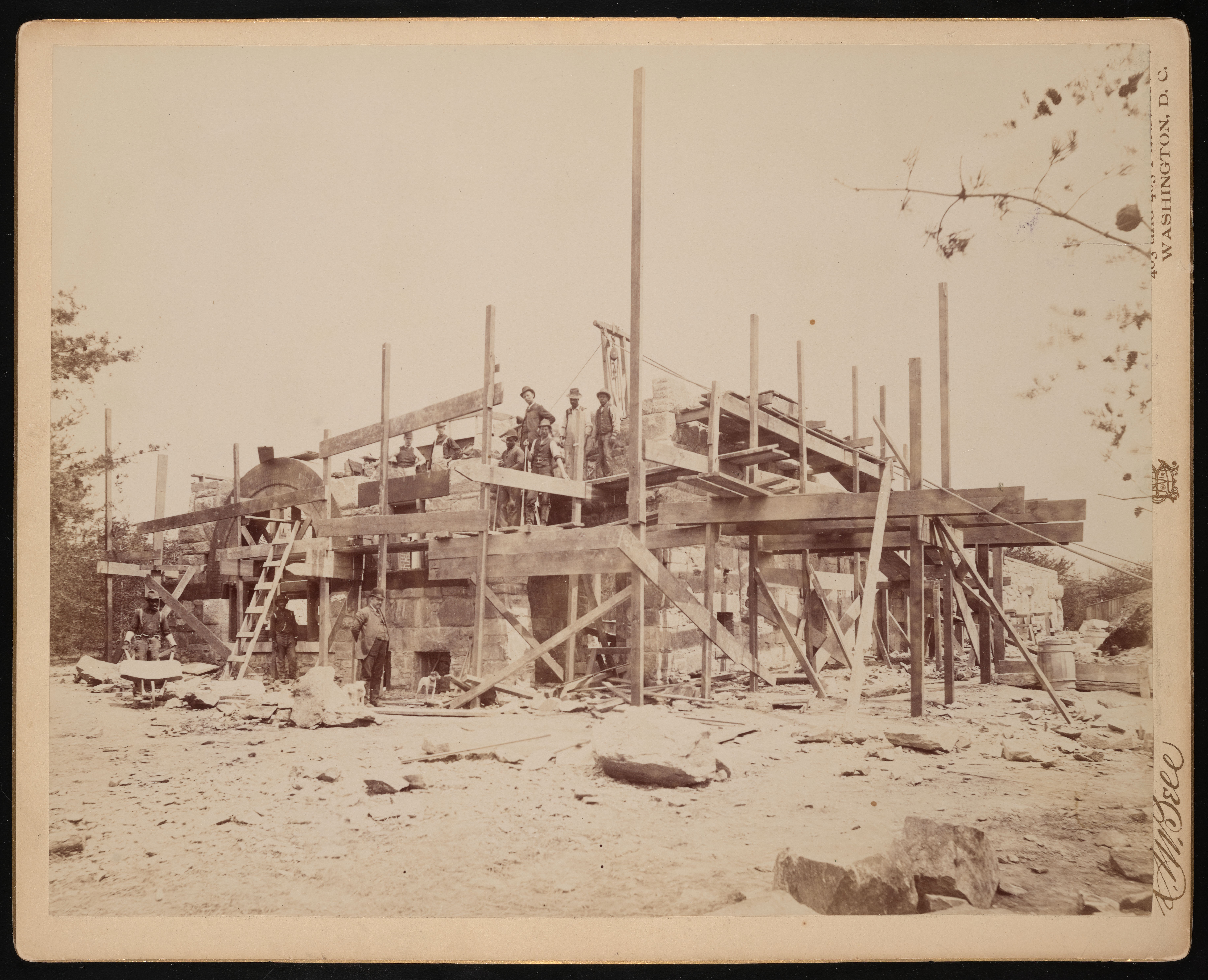 Construction of the Lion House at National Zoological Park, April 15, 1891, by C.M. Bell.