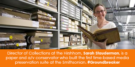 Director of Collections at the Hirshhorn, Sarah Stauderman, is a paper and a/v conservator who built