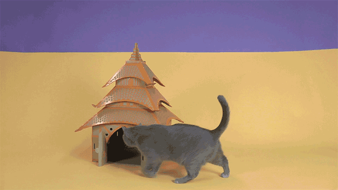 Cardboard Architectural Landmark Cathouses
