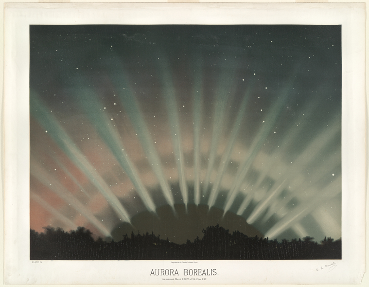 Color print of the Aurora Borealis.