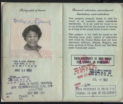 Ella Fitzgerald's passport, by Unidentified photographer, 1959, National Museum of American History,