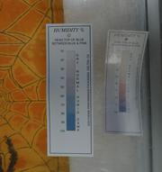 This close-up of a salt-type humidity indicator shows the difference in relative humidity between th