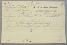 Accession 41108 Accession Card, Record Unit 305, Smithsonian Institution Archives.