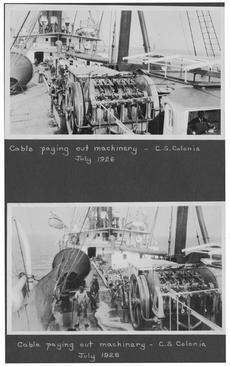 Cable Paying Out Machinery -- C.S. Colonia, July 1926, scrapbook.