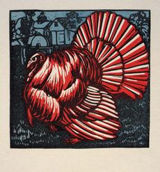 The Marchbanks Calendar--November, by Harry Cimino, color woodcut, Smithsonian American Art Museum, 