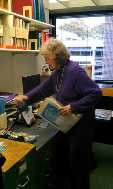 Ursula B. Marvin at her Smithsonian Astrophysical Observatory office, October 2012. Courtesy of Tamm