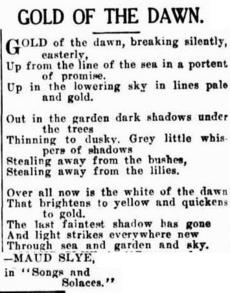 GOLD OF THE DAWN. (1934, June 11). Advocate (Burnie, Tas. : 1890 - 1954), p. 2. Retrieved March 23, 