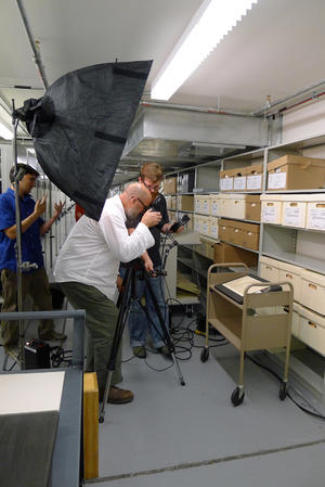 Dan Winter and crew shoot Smithson's draft Will behind the scenes for the Magazine. Image courtesy 