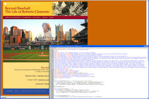 A screenshot of the Roberto Clemente online exhibit as it appears on the internet, with the mouse ho