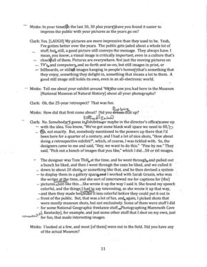 An edited page of Chip Clark's first interview, Record Unit 9622, Chip Clark, interview by John Mink