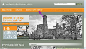 Smithsonian History Link on SIA Home Page