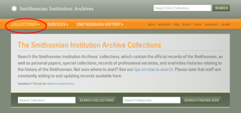 Collections search page.