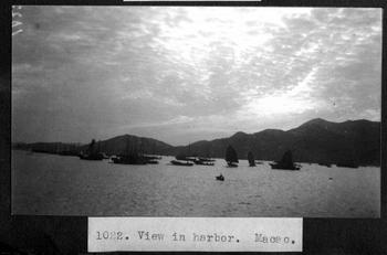 View of harbor, Macao (Macau), 1921, by A.S. Hitchcock.