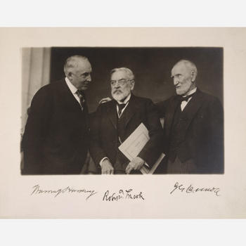 Warren G. Harding, Robert Todd Lincoln and Joseph Gurney Cannon, 1922, gelatin silver print, by Harr