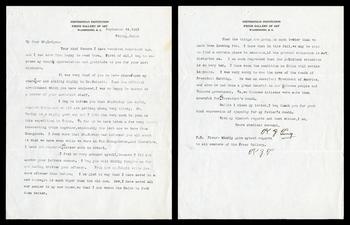 wang-zung Tung correspondence to John Ellerton Lodge confirming his appointment at the Freer, 1923, 